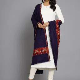 HANDICRAFT PALACE Women Blue  Woven-Design Shawl-image-90