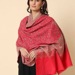HERE&NOW Red Kaani Woven Design Wool Shawl-picture-9
