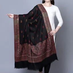 Mizash Paisley Woven Design Woolen Shawl-image-45