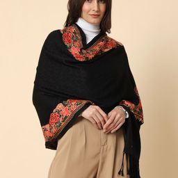 HERE&NOW Black Embroidered Shawl-image-55