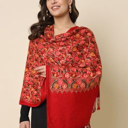HERE&NOW Ethnic Motifs Embroidered Shawl-image-74