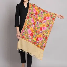 CRAFTBAZAR Embroidered Pure Wool Shawl-image-23