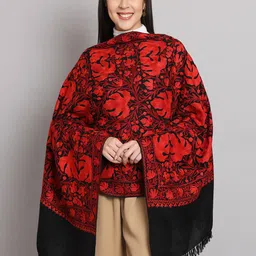 CRAFTBAZAR Embroidered Pure Wool Shawl-image-65