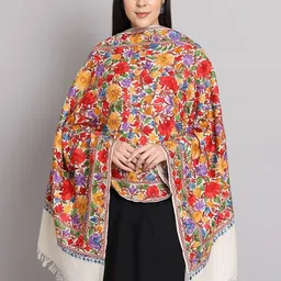 CRAFTBAZAR Floral Embroidered Pure Wool Shawl-image-68