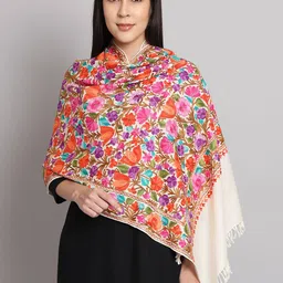 CRAFTBAZAR Embroidered Pure Wool Shawl-image-67
