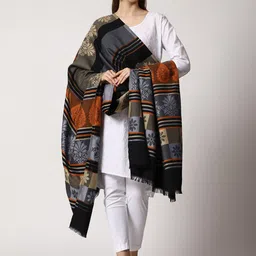 SWI Stylish Abstract Woven Designed Woolen Shawl-34