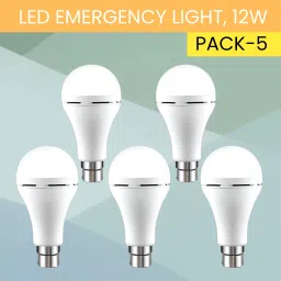 12W Rechargeable Inverter LED Bulb with Upto 4H.Power Cut Lighting Pack of_5Z385 4 hrs Bulb Emergency Light-image-2