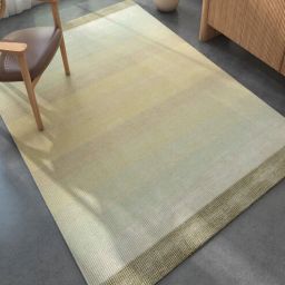 Green Solid Wool and Viscose 6 ft X 9 ft Hand Woven Rectangle Carpet-image-78