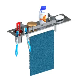 Premium Stainless Steel Bathroom Shelf, Kitchen Shelf Silver Towel Holder-image-64