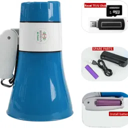 renmax Rechargeable Portable Megaphone Foldable Handle Speaker Horn with Bluetooth/USB & Voice Assistance Outdoor PA System image 2