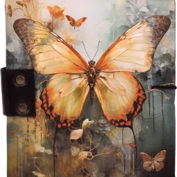al zohra handicraft Leather Cardboard Golden Butterfly Print Special Binding A5 Diary Notebook A5 Notebook Unruled 200 Pages image 2