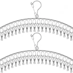 2PCS Stainless Steel Drying Drip Hanger, Laundry Clothesline Hanging Rack Windproof Drying Rack, with20 Pegs for Underwear Socks Bras Baby Clothes. Steel Dress Pack of 2 Hangers For Dress-23