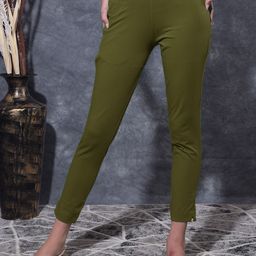dollar missy Women Regular Fit Green Cotton Blend Trousers-picture-6