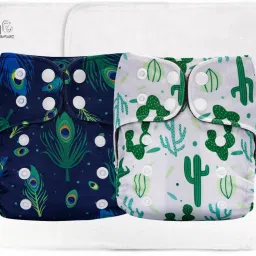 Set of 2 Reusable Cloth Diapers for Babies 0-3Y — Morpankh & Cactus Print-7