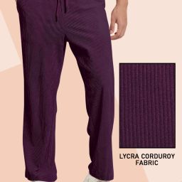 Men Relaxed Maroon Corduroy Trousers-image-0