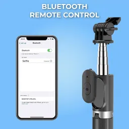 AAMS R1 Bluetooth Selfie Stick with Remote, 3-in-1 Multifunctional Selfie Stick, Tripod, Mobile Stand Compatible with All Mobile Phones Bluetooth Selfie Stick image 4