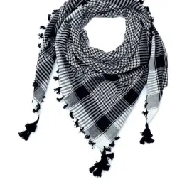 Checkered Polycotton Men Black, White Scarf-image-57