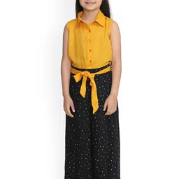 StyleStone Girls Yellow & Black Solid Basic Jumpsuit-image-78