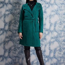 Athena Notched Collar Over Coat With Belt-image-2