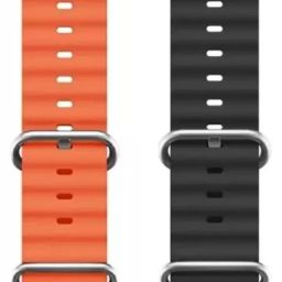 FunFlickers Smart Watch Strap Belt for Ultra Watch 49 mm, Series 8 / 7 45 mm, Series 6 / 5 / 4 44 mm, Series 3 / 2 / 1 42 mm, T800 Ultra, Watch 8 Ultra, i8 Pro Max, W26, T800. Smart Watch Strap (Orange,Black) Smart Watch Strap-21