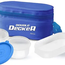 Softline Double Decker Lunch Box, Set of 3, (450 ml, 280 ml, 280 ml), Blue 1 Containers Lunch Box image 3
