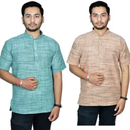 Men Self Design Khadi Cotton Straight Kurta-6