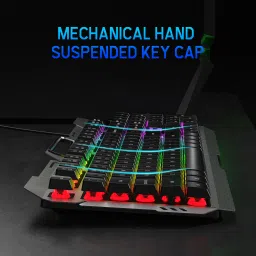 Aula F2023 / Anti-ghosting, Aluminium body with Mobile holder, Membrane Wired USB Standard Gaming Keyboard Compatible with Desktop, Laptop, Mac stand support,multimedia_keys,F2023 image 4