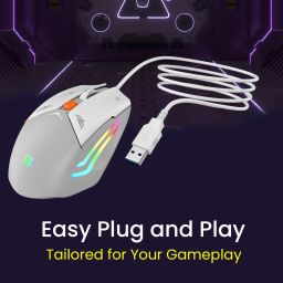 Portronics Vader Gaming Mouse with 6 Buttons, Thumb Support, RGB Lights, Max 6400 DPI Wired Ambidextrous OpticalGaming Mouse image 3