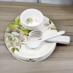 Pack of 18 Melamin Upgrade Your Dining with our Contains 6 Full Plates, 6 Bowls and 6 Spoons Dinner Set-11