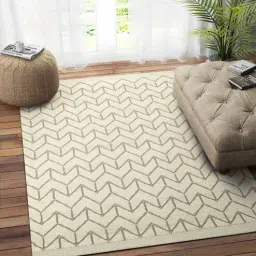 imperial knots Ivory Wool Abstract 84 x 60 Inches Hand Woven Dhurrie-picture-4