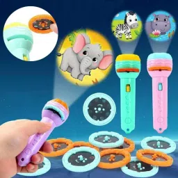 just97 Mini Projector Torch with 3 Slides 24 Patterns Toy for kids YLW13 image 2