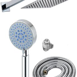 ANMEX 8x8 UltraSlim Rain Shower Head with 15inch Arm 	Plus 5 Gear Adjustable Rain Spray Hand Shower 1.5mtr SS Shower Tube and Wall Hook-picture-26
