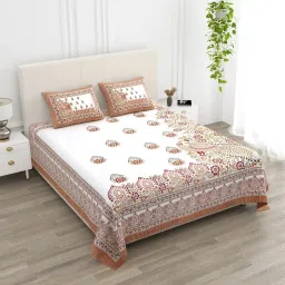 244 TC Cotton Double Floral Flat Bedsheet-image-7