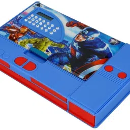 Avengers Jumbo Calculator Magnetic Pencil Box Avengers, 6 Hidden Pockets, 25cmX15cmX3cm Size Art Plastic Pencil Box-image-34