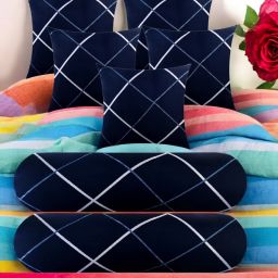 5 Cushion 2 Bolster Microfibre Stripes Bolster Pack of 7-image-6