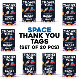 zyozi Space Theme Thank You for Making Party A Blast to The Space Tags for Birthday Invitation Card image 2