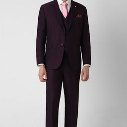 van heusen Men Men Purple Textured Slim Fit Wedding Three Piece Suit Textured Suit-picture-48