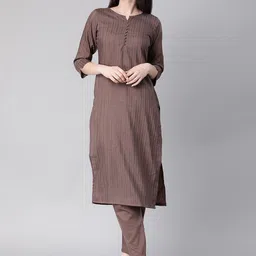 KALINI Striped Straight Kurta with Trousers-picture-13