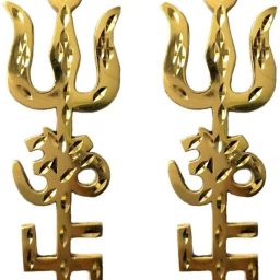 Swastik Om Trishul Trishakti Yantra / Brass 6 inch (Pack Of 2 ) Brass Yantra-18