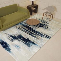 Grey Abstract Wool And Viscose 5 ft x 7 ft Hand Tufted Carpet-image-30