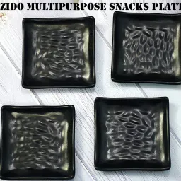 (Pack of 4) Exclusive Classical Design Snack Serving Plates for Multipurpose Use Quarter Plate-image-5
