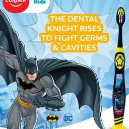 Colgate Kids 3 Pcs Batman Manual Extra-Soft Bristles Toothbrush & Built-In Tongue Cleaner image 3