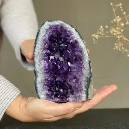Amethyst Wealth & Healing Geode 750gm Engraved Asymmetrical Crystal Stone-image-63