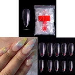 500 PCS Artificial False Nails Clear Stiletto Nail Tips Nail Art DIY 50/Size-17