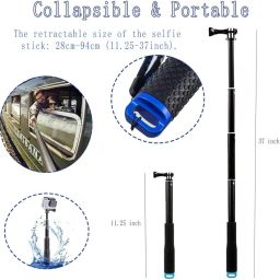 TECHGEAR Waterproof Hand Grip Adjustable Extension Selfie Stick Handheld Monopod with Phone Holder Compatible with GoPro Bluetooth Selfie Stick image 3