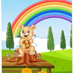 Cute Bear Eat Honey With a Rainbow at the Back Wooden Exam Clipboard Writing Examination Pad-image-72