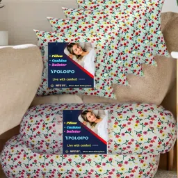 5 Cushion And 2 Microfibre Solid Bolster Pack of 7-image-73