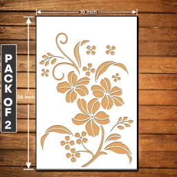 Painting Wall Stencils (Pack of 2, Size:- 16 X 24 Inch) BOTANICAL PRINT THEME- Beautiful Flower Reusable DIY Design Suitable For Living Room, Drawing Room & Office Decoration Wall Stencil-5