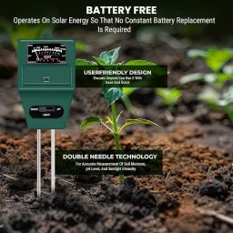 roots & leaf Solar pH Meter for Soil Testing 3 in 1 Soil Moisture Sensor, Soil pH Meter Soil Test Kit image 5