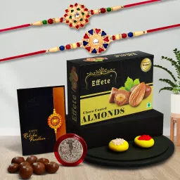 Designer Rakhi Combo Gift Set for Brother |Almnond 32 Gm|Chocolate|Y22K2_35+604_CA32 Assorted Rakhi Set-27